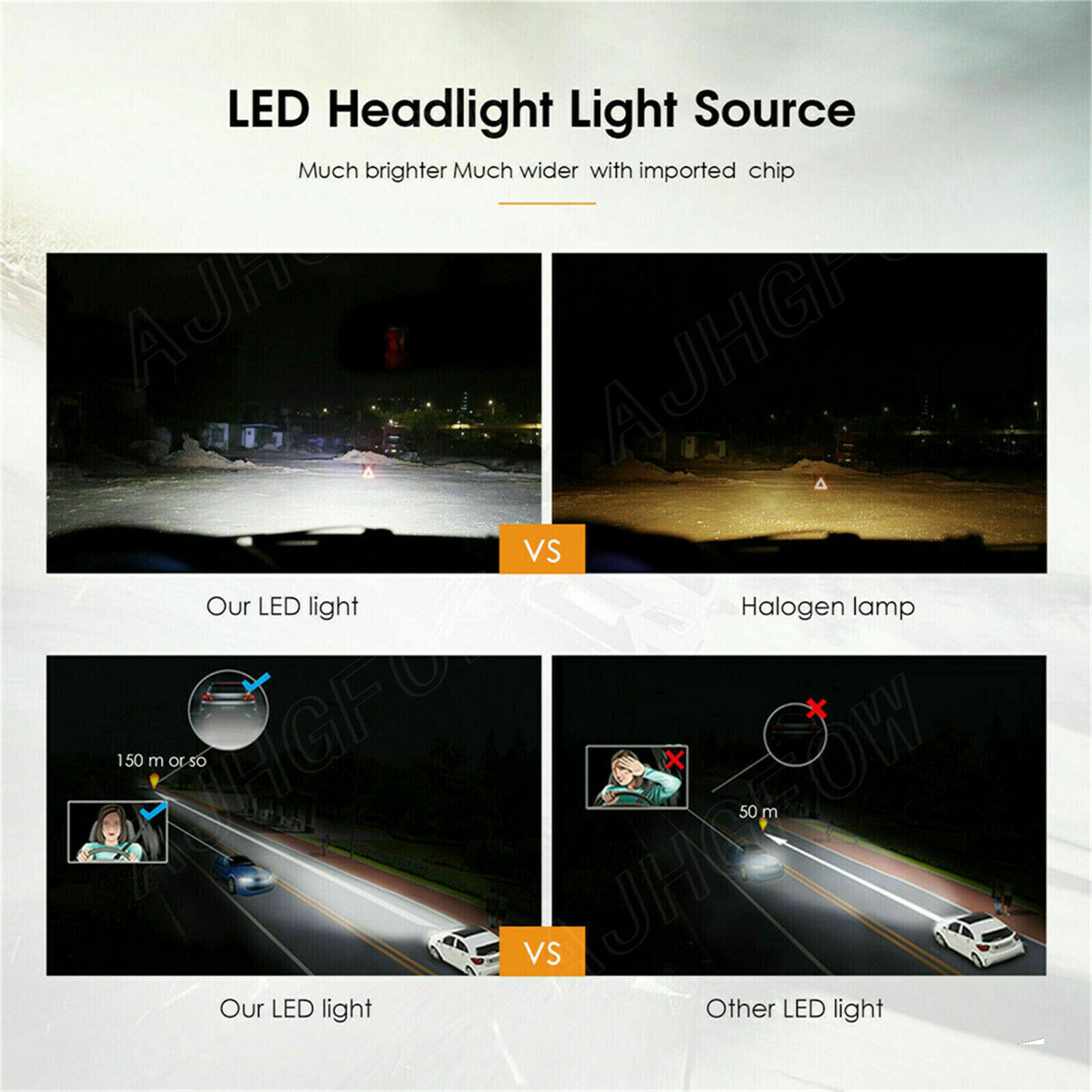 LED Headlights High Low Beam Bulbs 72000LM For Chevy GMC C1500 K1500 1990-1999