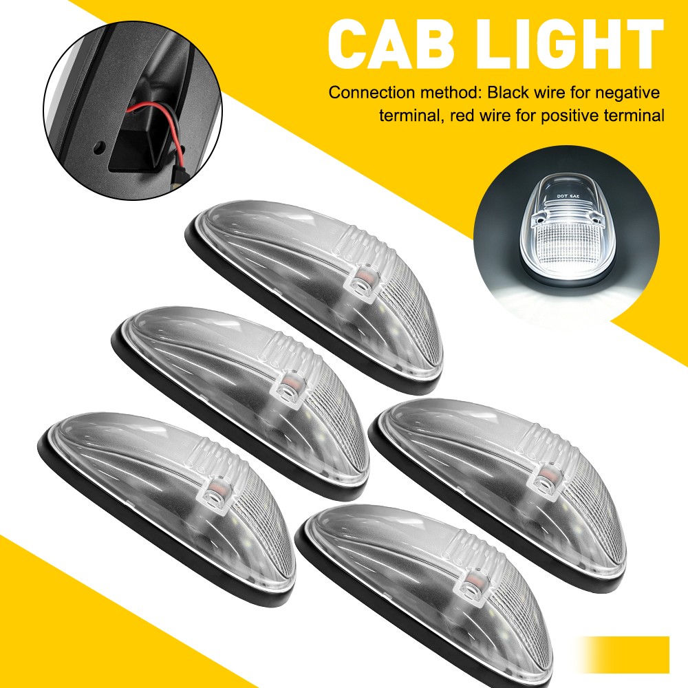 5X Clear White LED Roof Cab Running Signal Lights For Dodge Ram 1500 2500 99-02