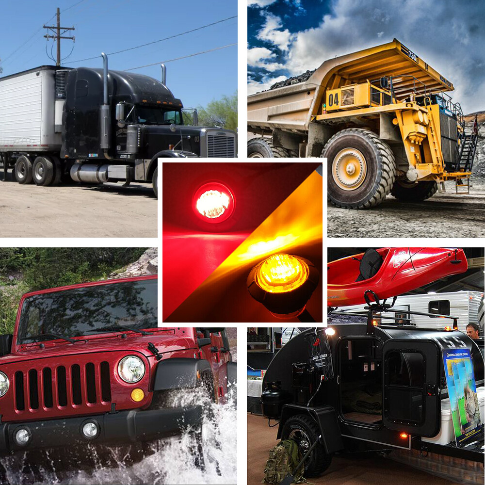 20X 3/4″ LED Side Marker Lights Truck Trailer Round Amber Bullet Clearance Lamp
