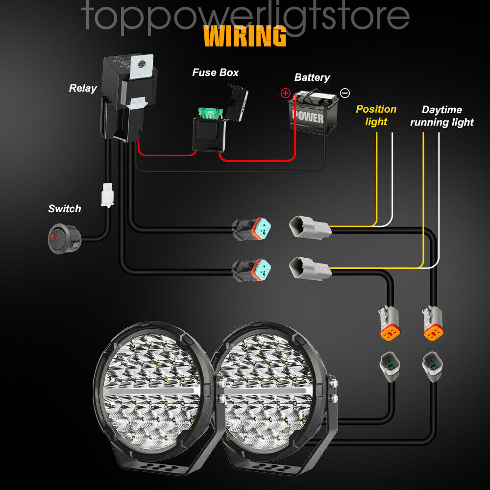 7/9 Inch Round Led Spot Driving Lights Off Road Spotlights Foglight Halo DRL 4×4