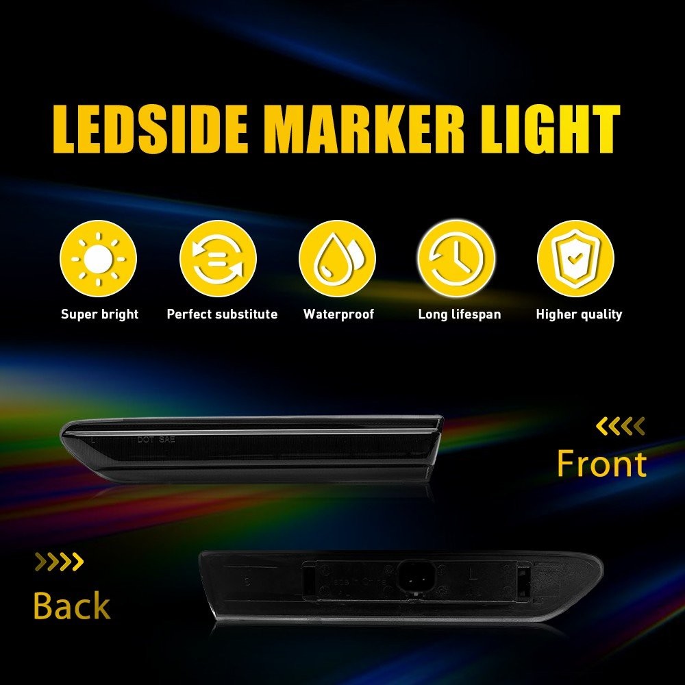 2pcs Smoked Lens White Fender LED Front Side Lights Marker For 2004-08 TL Acura