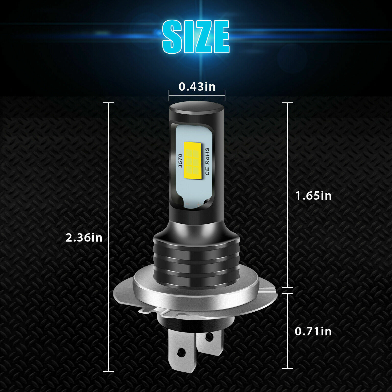 2x H7 LED Headlight Bulb Kit High/Low Beam 80W 12000LM Super Bright 6000K White