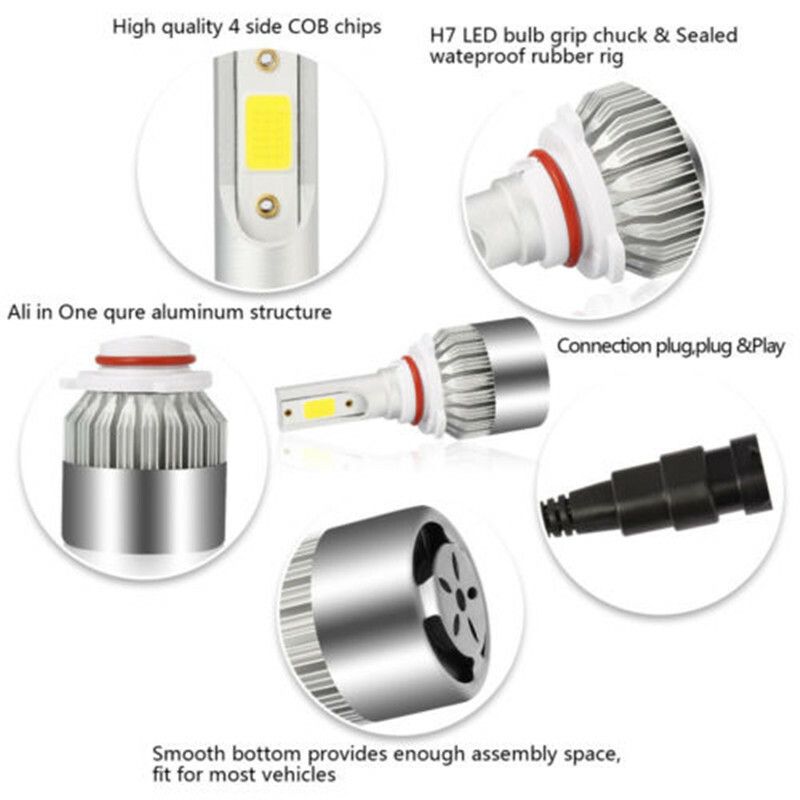 6PCS 9005 9006 H11 Combo COB LED Headlight Fog Bulbs 6000K+3000K High Low Beam