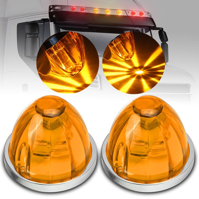 2x LED Watermelon Lights Amber BIG Indicator Truck Trailer RV Side Marker Lamp
