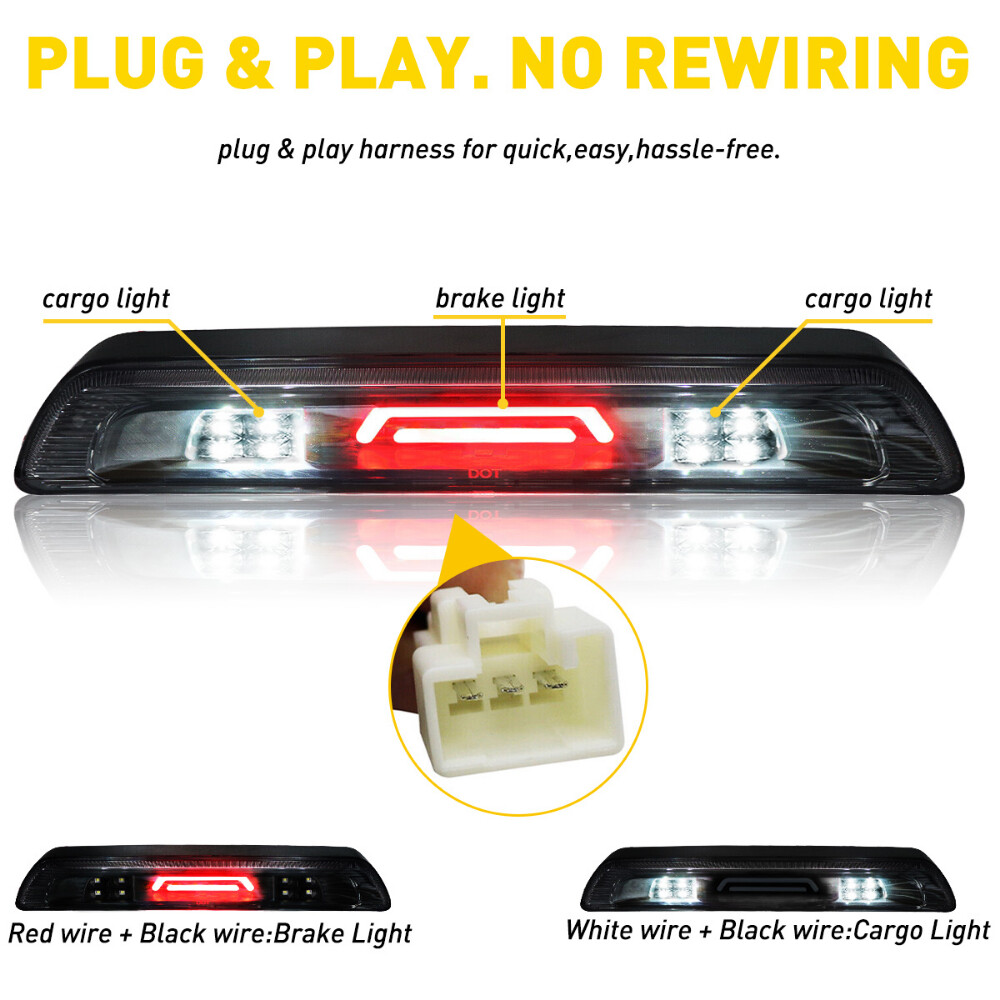 For 2007-2018 Toyota Tundra 3rd Third LED Brake Light Lamp Red White Accessories