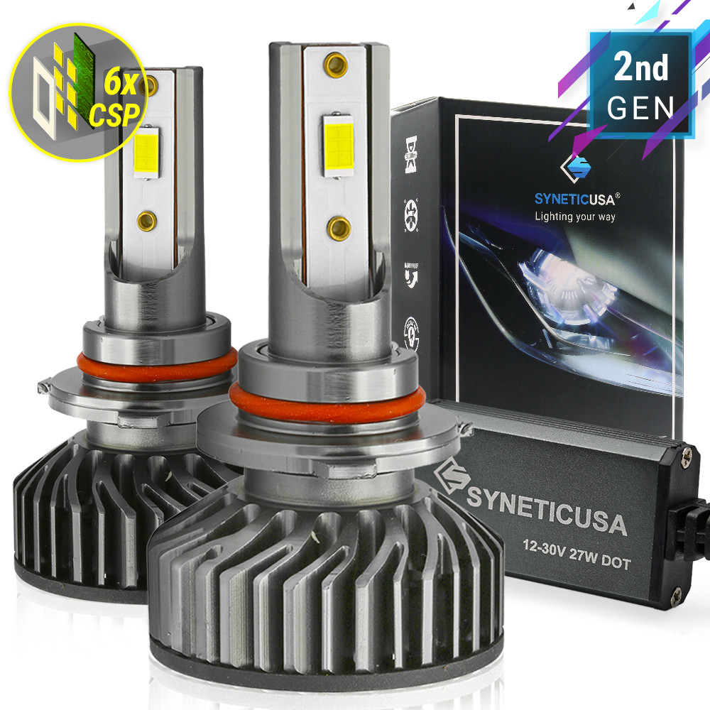 Syneticusa 9005 HB3 CSP LED Headlight Bulbs 6000K White Light Kit High Beam 100W