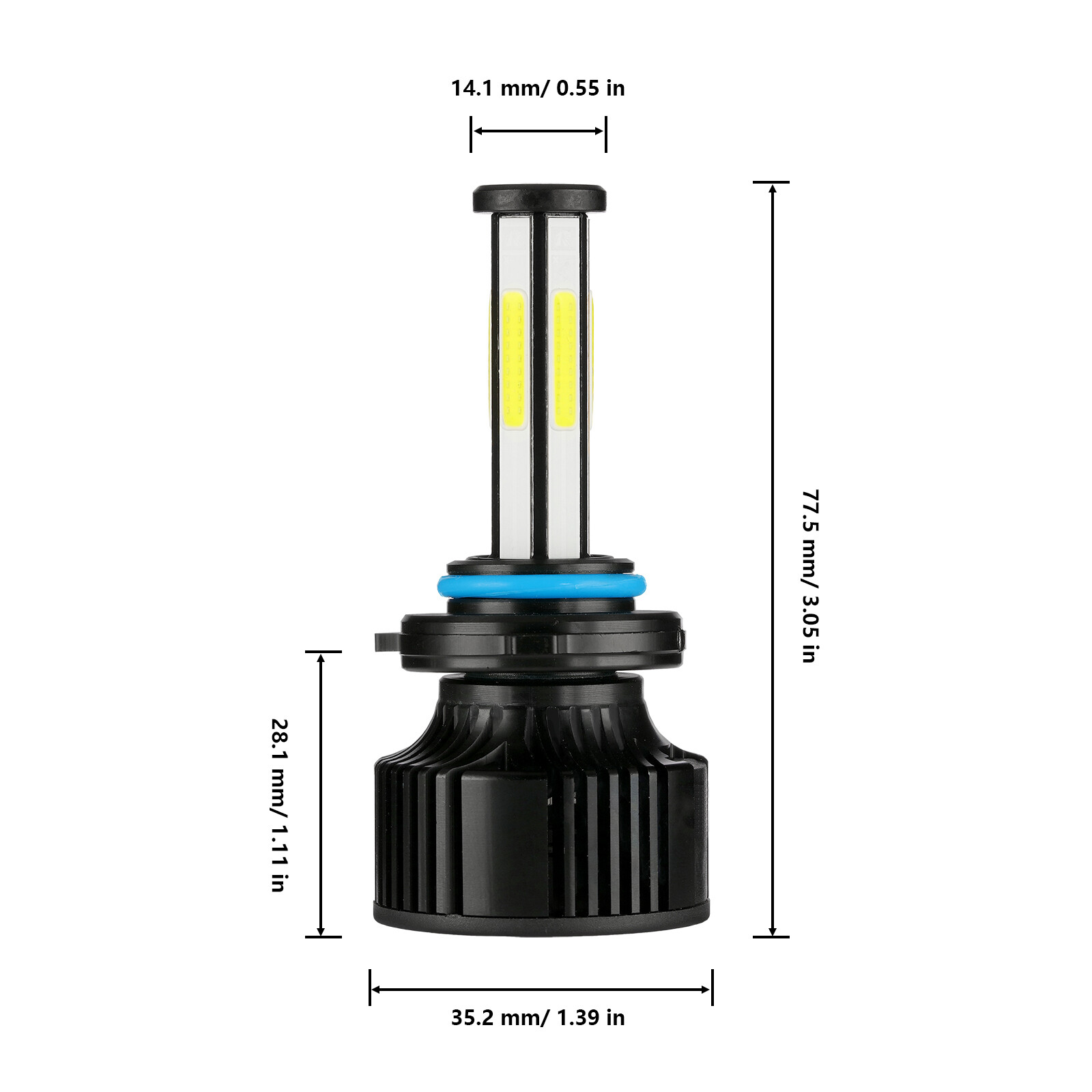 6-Sides 9005 H11 LED Headlight Bulbs Combo Kit High Low Beam Super Bright White