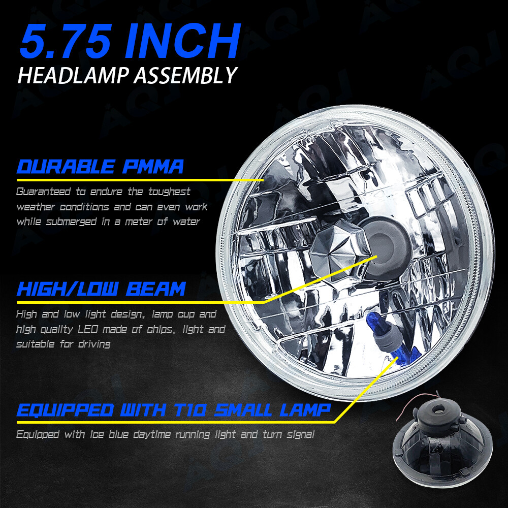 2Pair 5.75″ 5-3/4″ Round LED Hi-Lo Beam Headlights For Cadillac Calais 1965-1974