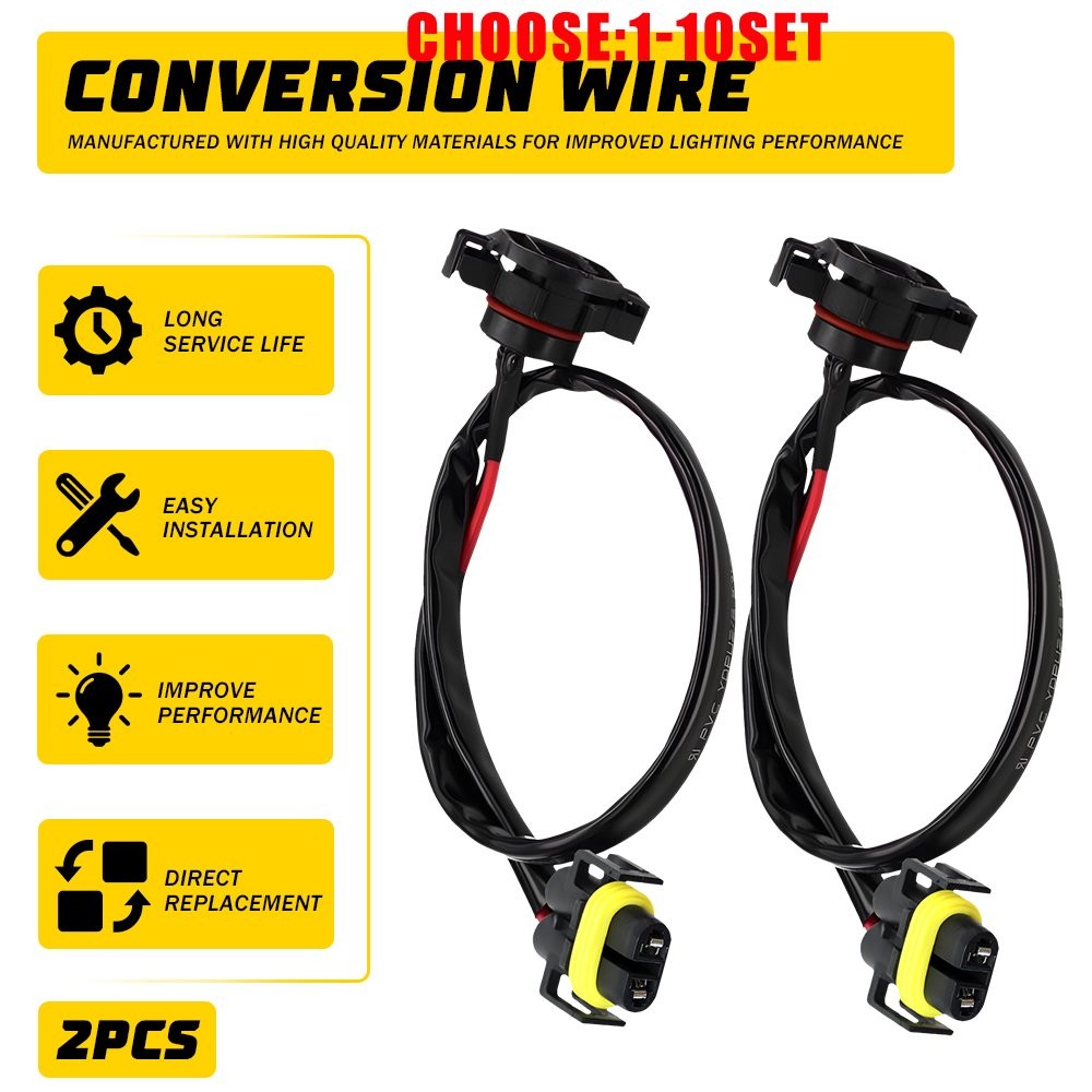 5202 to H11 H8 Fog Light Conversion Wire Harness Pigtail Extension Cable 2-20X