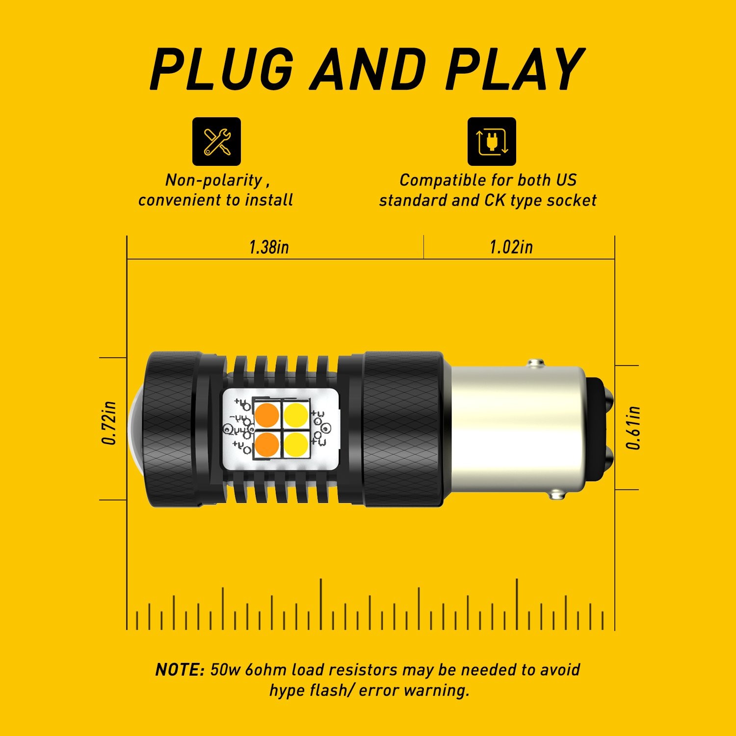 2PCS AUXITO CANBUS 1157 Switchback White Amber LED Turn Signal DRL Light Bulbs