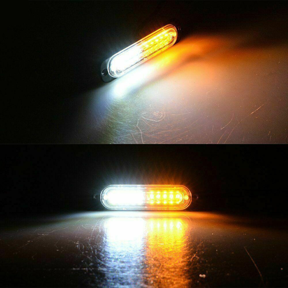 4X Warn Emergency Car Hazard Flash Light Strobe Bar Amber/White Aluminum Housing