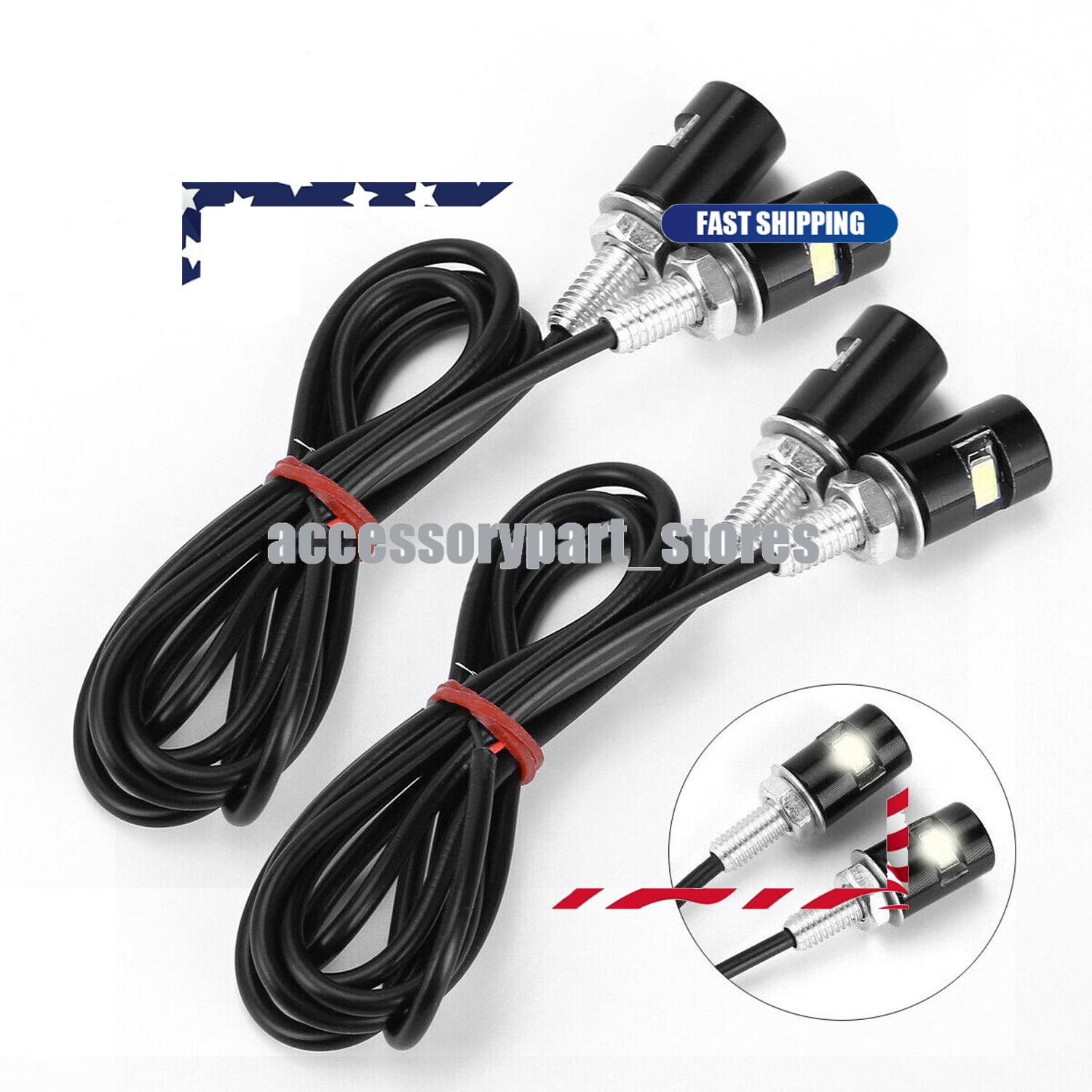 4× Motorcycle Car LED License Plate Light 5630/5730 SMD Screw Bolt Lamp Bulbs