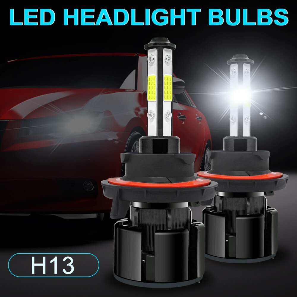 H13 9008 LED Headlight Bulbs Kit High Low Beam 6500K Super Bright White 720000LM