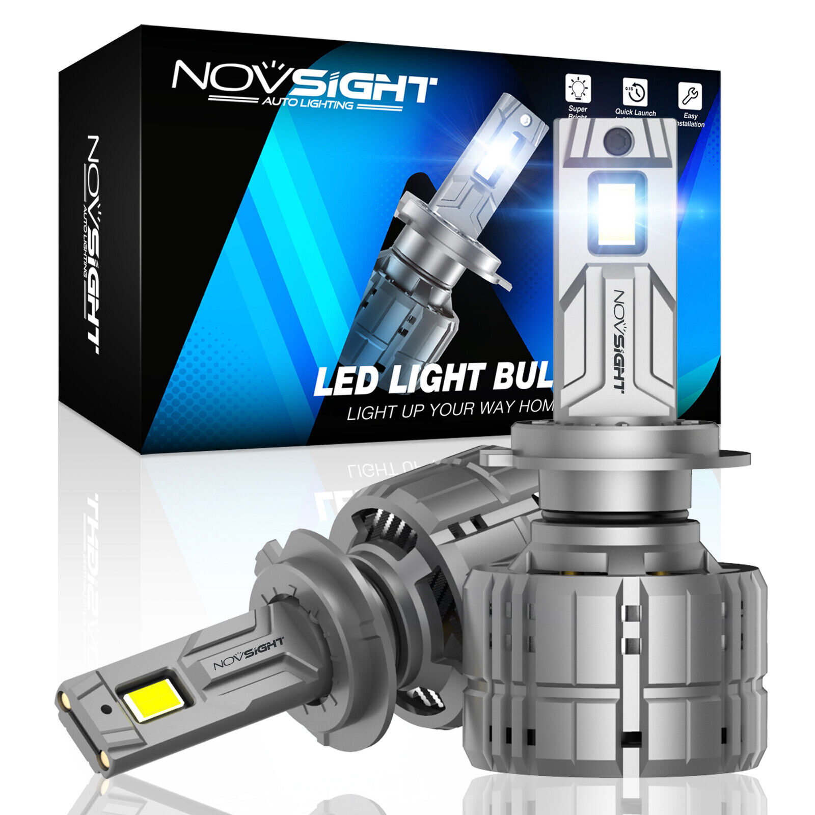 NOVSIGHT H7 H11 9005 9006 9012 H4 H13 LED Headlight Bulbs High Low Beam 60000LM