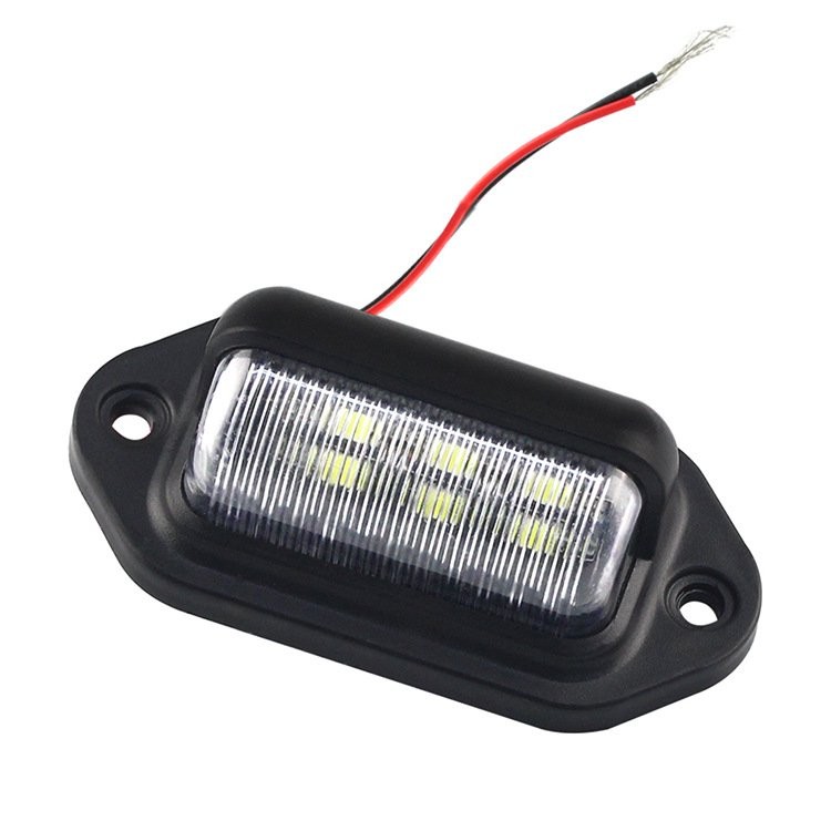 2-6x White LED License Plate Light, 6-SMD Waterproof Tag Lights 12V-24V DC Lamp