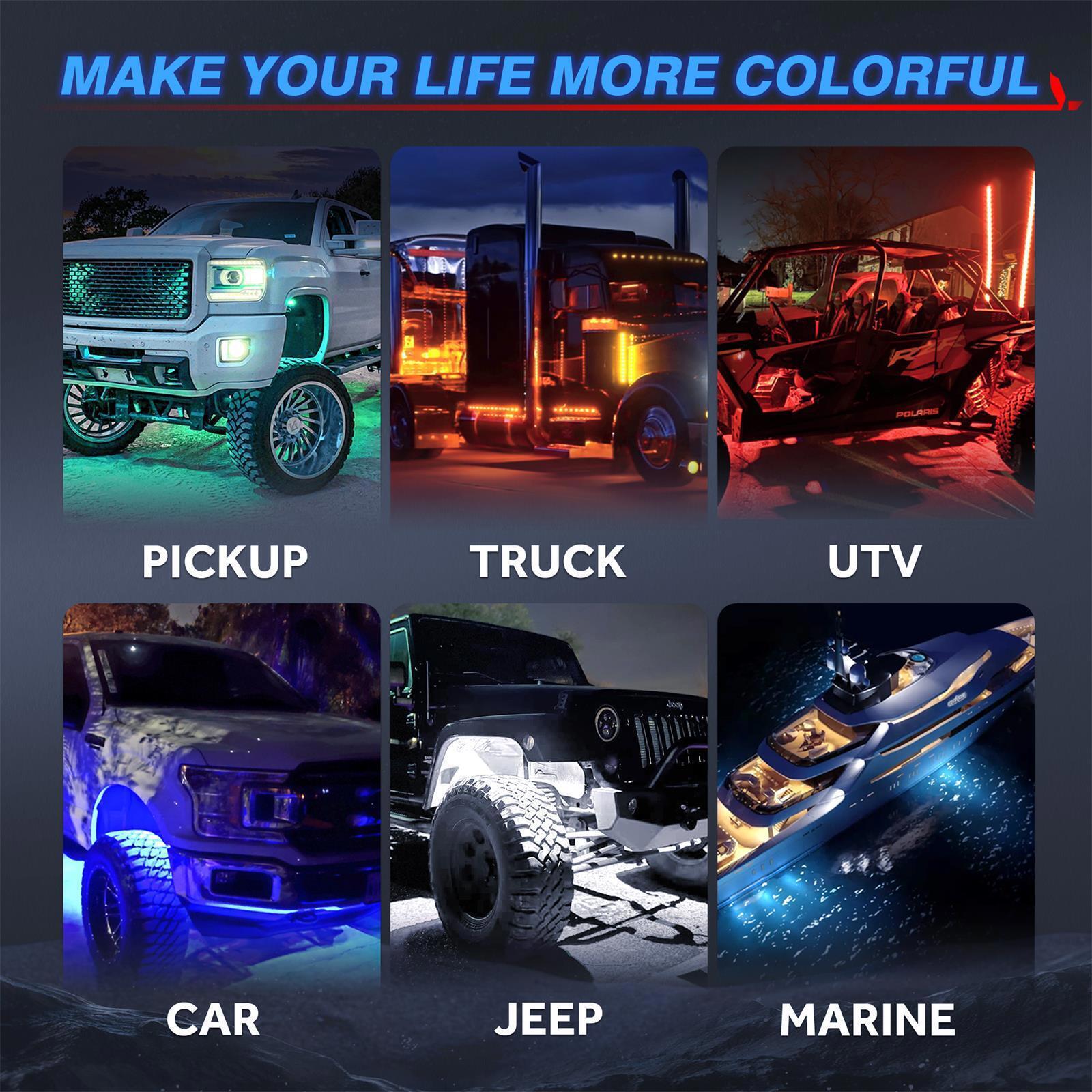 MICTUNING Curved C2 RGBW 12 Pods Underglow Neon LED Rock Lights for Trucks/UTVs