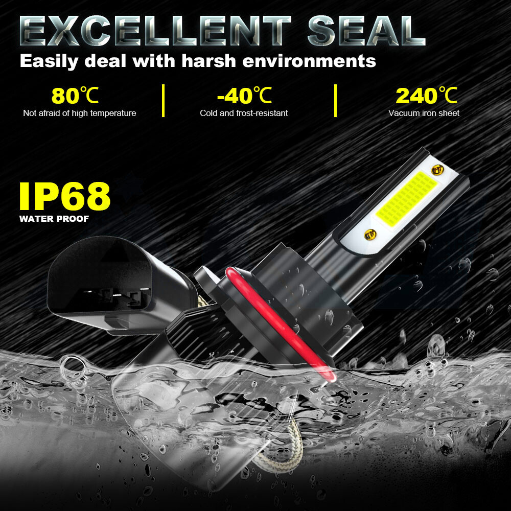 9007 HB5 COB LED Headlight Bulbs Conversion Kit High Low Beam 6000K Super White