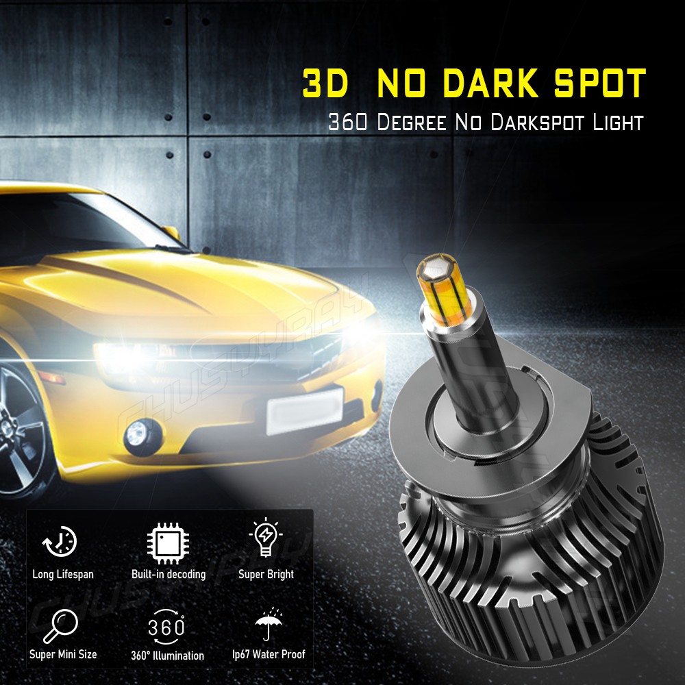 6-Sides 2x H1 160W 48000LM CSP LED Headlight Bulb Conversion Kit 6000K White
