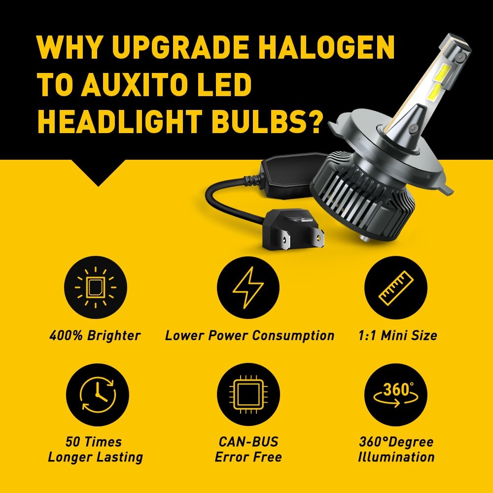 LED H4 9003 HB2 White Bright Headlight Bulbs Kit 200W 20000LM Hi-Low Beam 2-20X