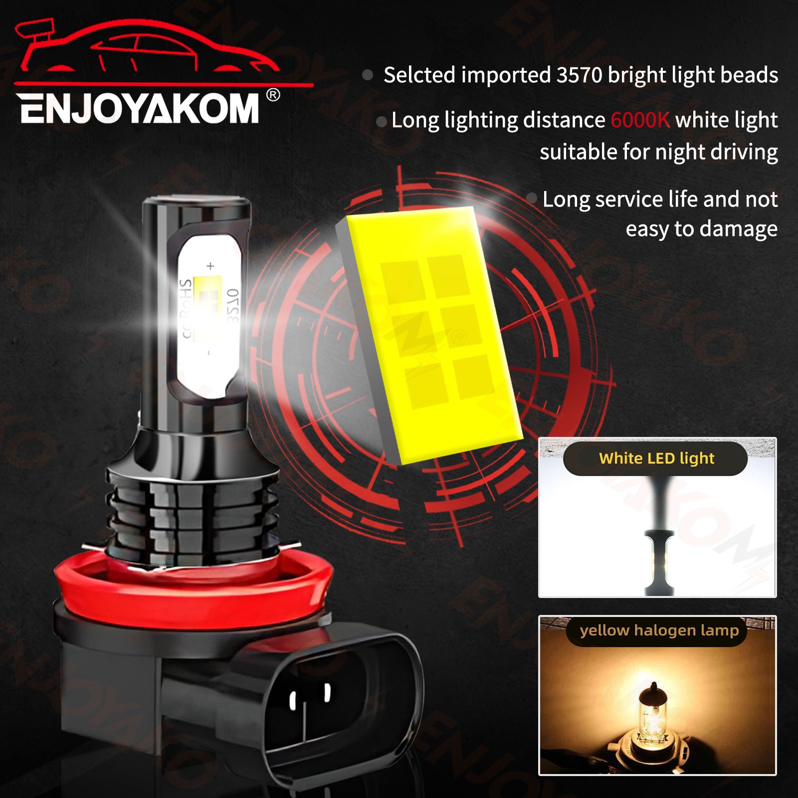 LED Headlights 9005 High Beam H11 Low Beam Bulbs Super Bright 6000K Xenon White