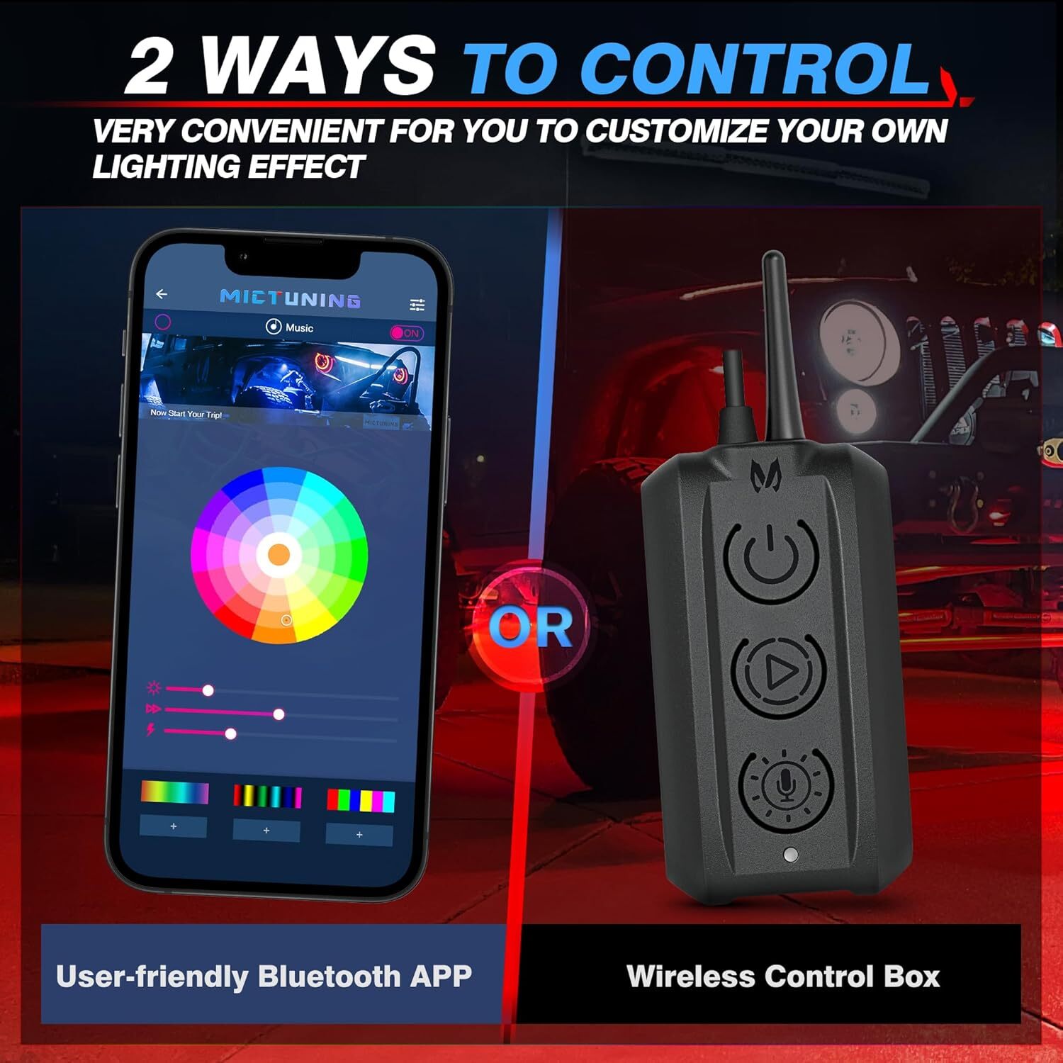 C3 Extensible RGBW LED Rock Lights, 4-24 Pods Wireless Control Underglow Lights