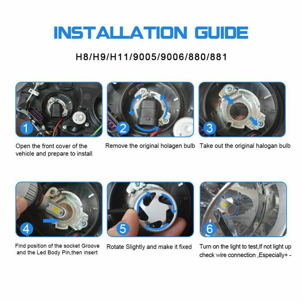 9008 H13 LED Headlight+9145 Foglight Bulb White For Ford F250 SUPER DUTY 2011-18