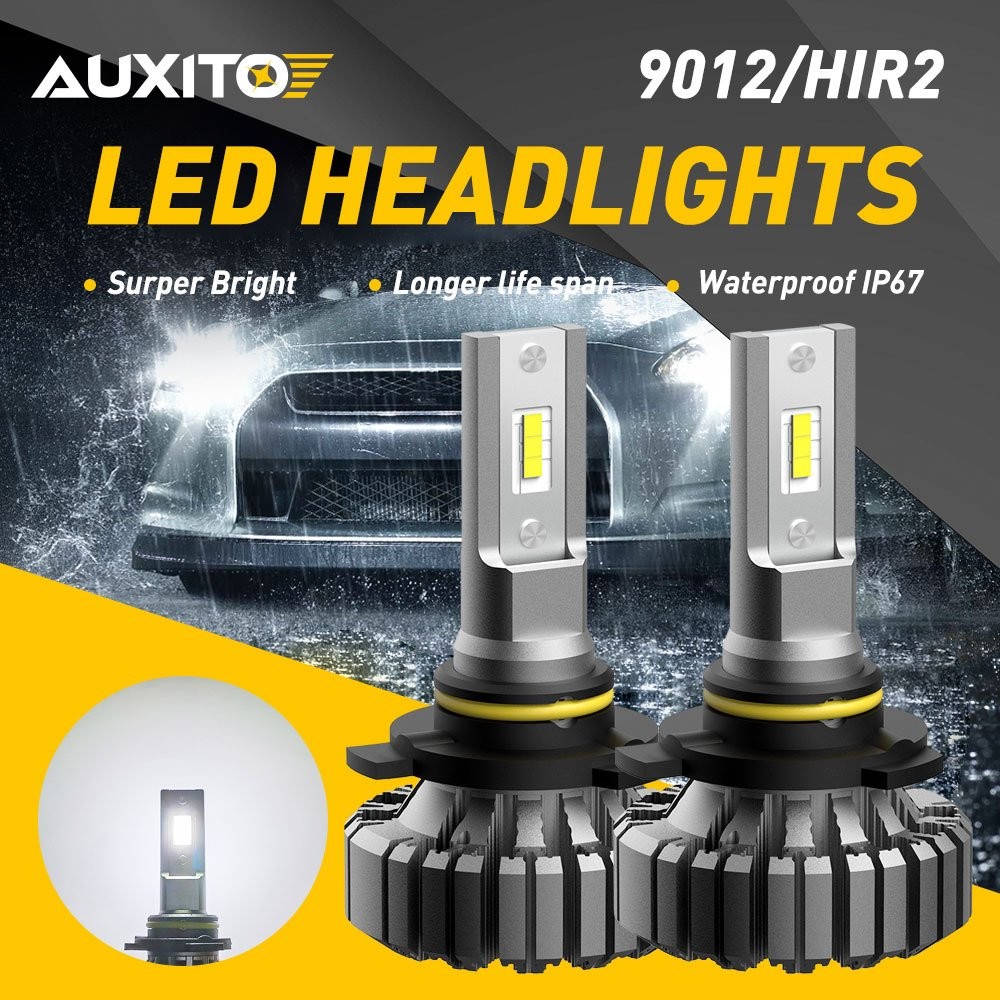 AUXITO 9012 HIR2 LED Headlight Bulbs Lamp High Low Beam 6500K Bright White Fast