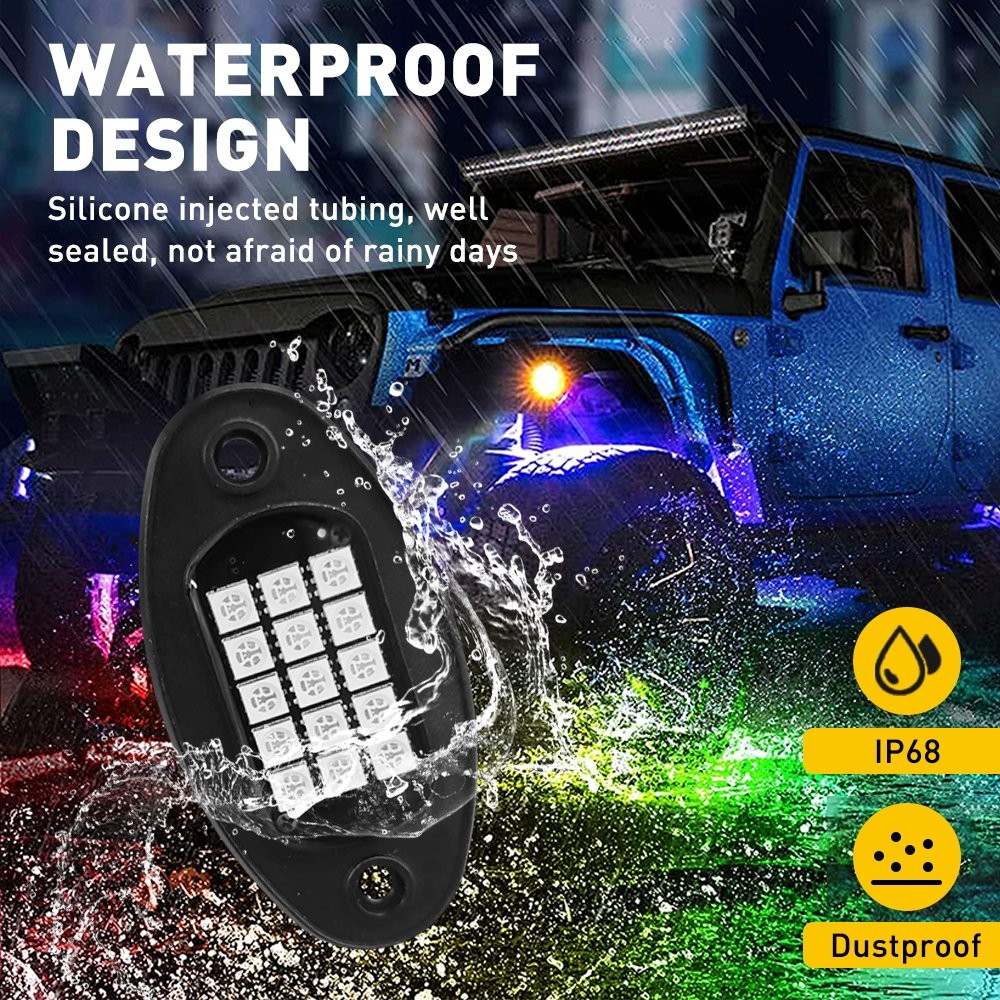 Waterproof 10/ 12/ 20 Pods 12V Motor LED Rock Underbody Light For Car Motorcycle
