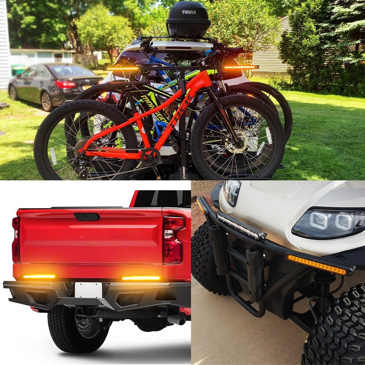 2X Amber 15 LED Flowing Turn Signal Brake Rear Stop Tail Light Bar Trailer Truck