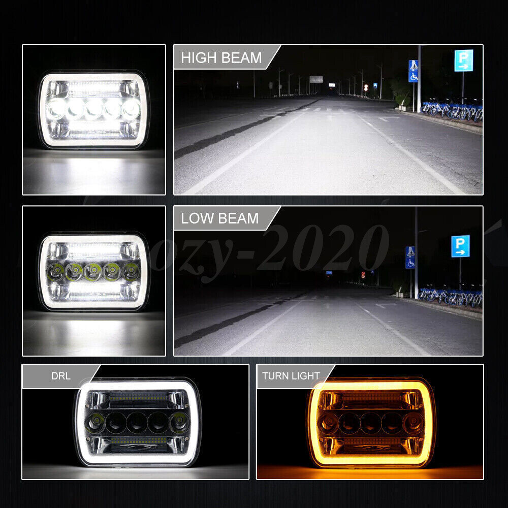 For Chevy Express 1500 2500 3500 Cargo Van Pair 7×6 5×7 LED Headlights Hi/Lo DRL