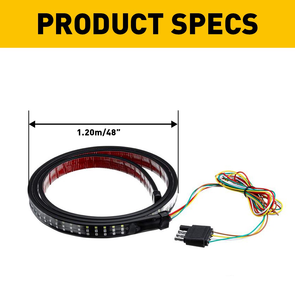 1Set LED Tailgate Light Bar 48″ Triple 3-Row 6-Function Strip Pickup Trailer SUV