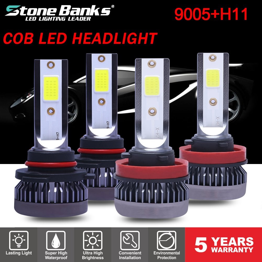 Combo 9005+H11 LED Headlight Super Bright Bulbs Kit White 720000LM High/Low Beam