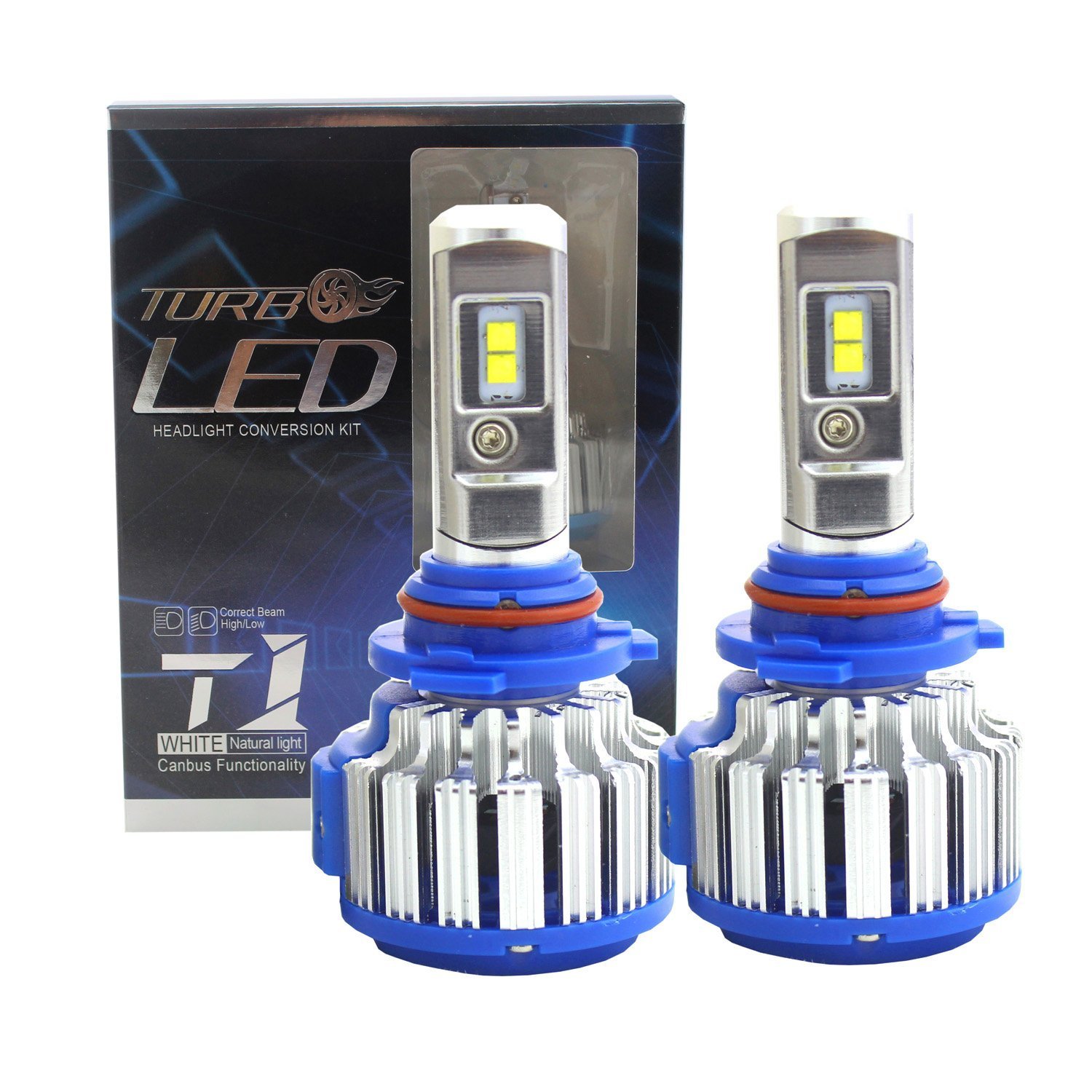 2Pcs T1 9006 HB4 Turbo LED Headlight T1 Car Light Bulb 6000K Canbus Head Lights