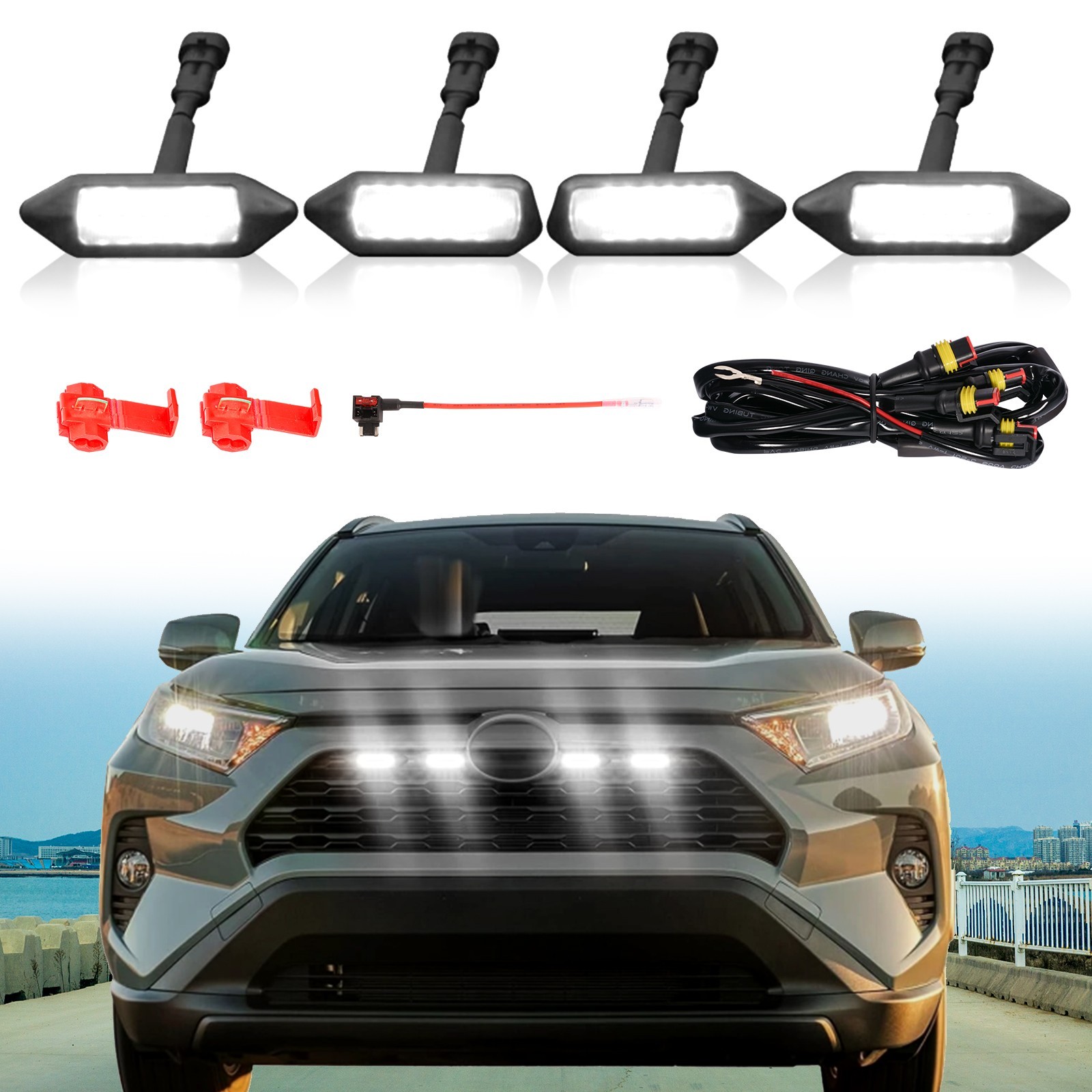 For Toyota RAV4 2024-2019 Hybrid LE SE XLE XSE Front Grill Lights LED Accent Kit
