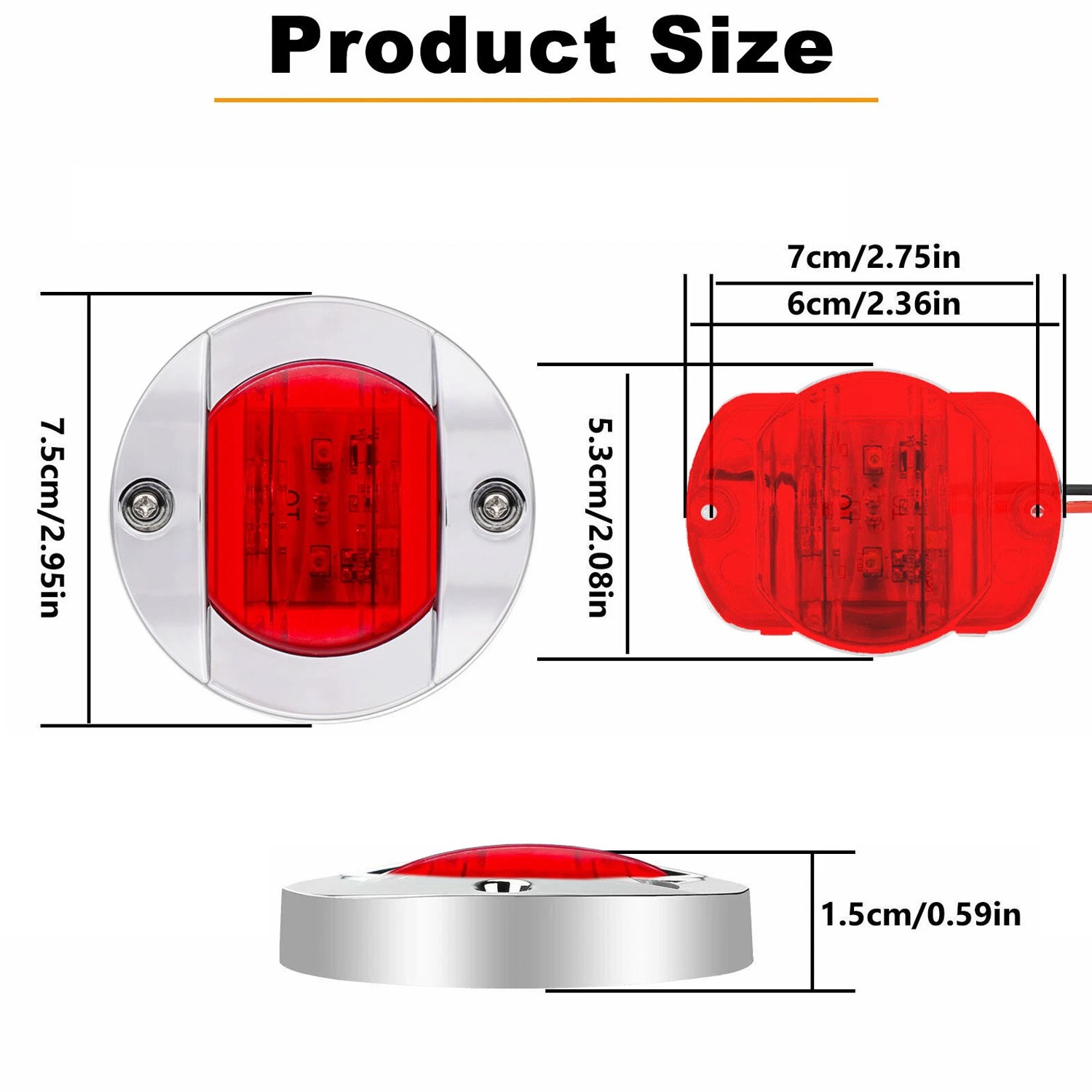 4X Red Round Marine Boat LED Courtesy Lights Cabin Deck Stern Navigatioin Light