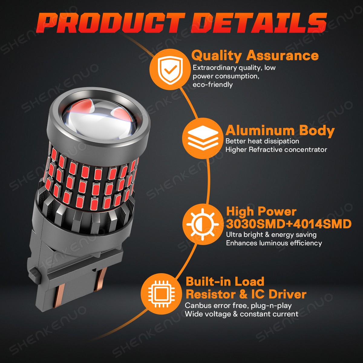 2PCS 3157 LED Red Strobe Flash Blinking Brake Stop Tail Light Parking Bulb Lamp