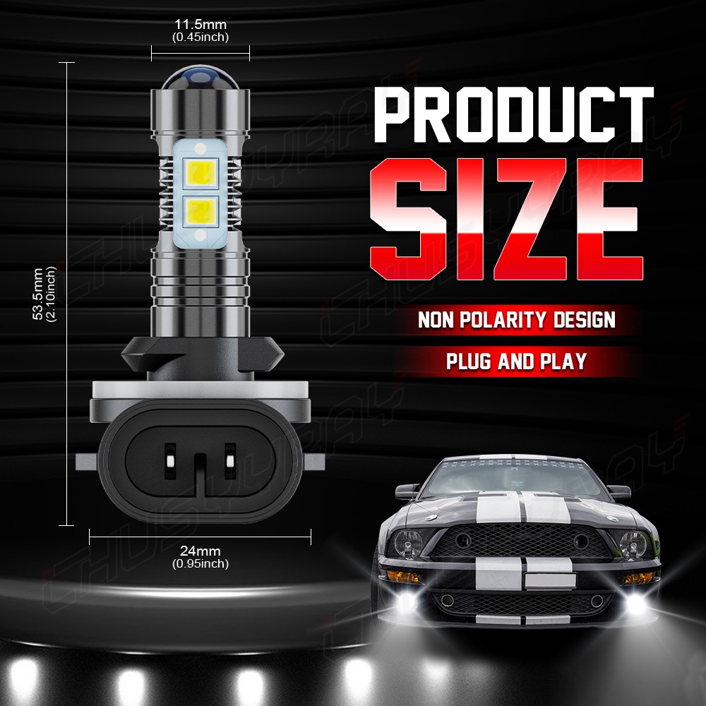 2 pack 881 LED Fog Light Driving Bulbs 862 886 889 894 896 898 Xenon White 6000K