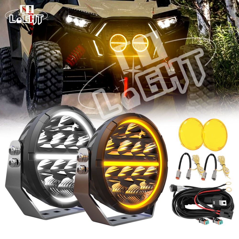 AUXBEAM 7″/9″ Round LED Driving Work Lights 360-PRO Spot Pods Head Lamp & Cover