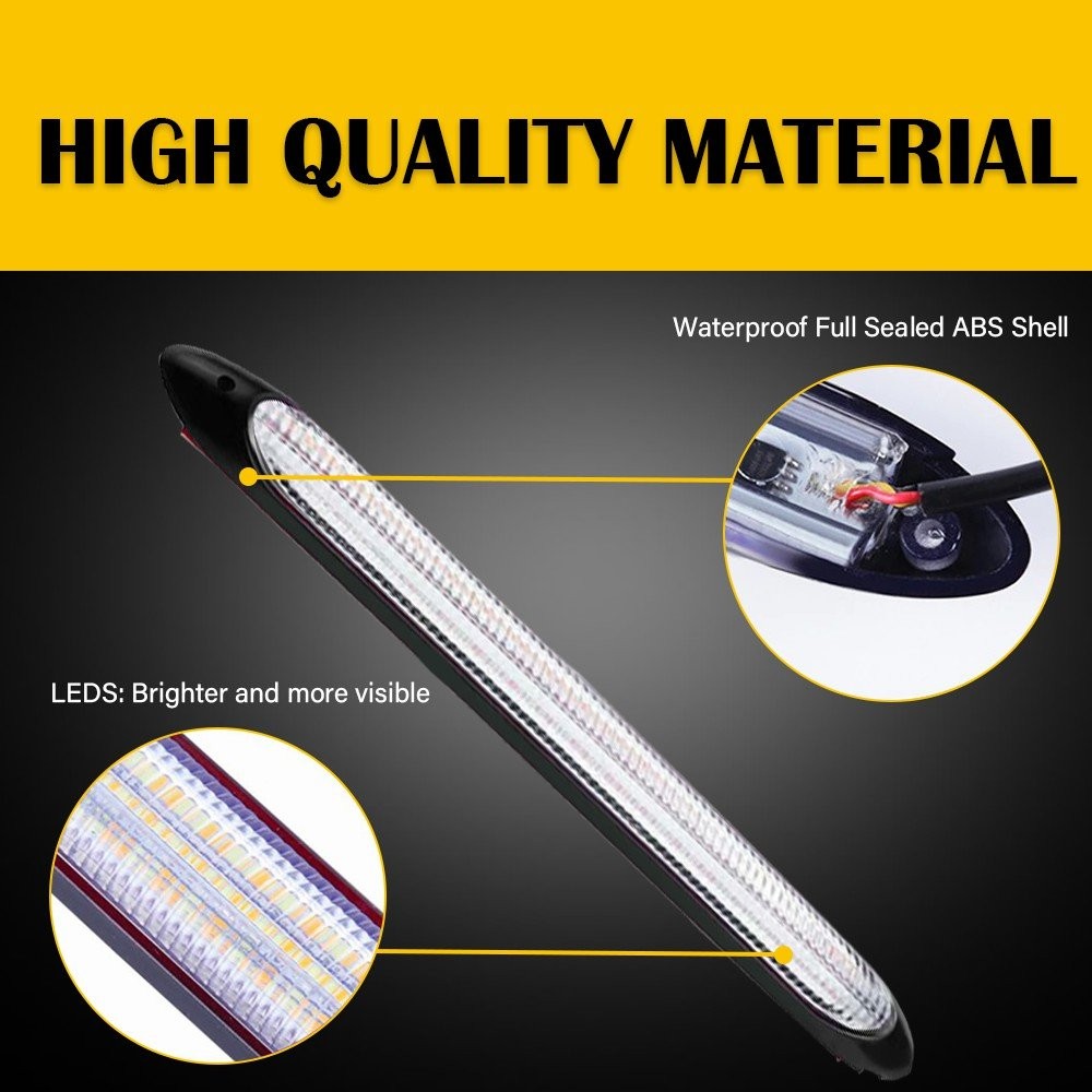 10.8″ DRL LED Headlight Strip Lights DRL Lamp Sequential Signal Turn Amber White