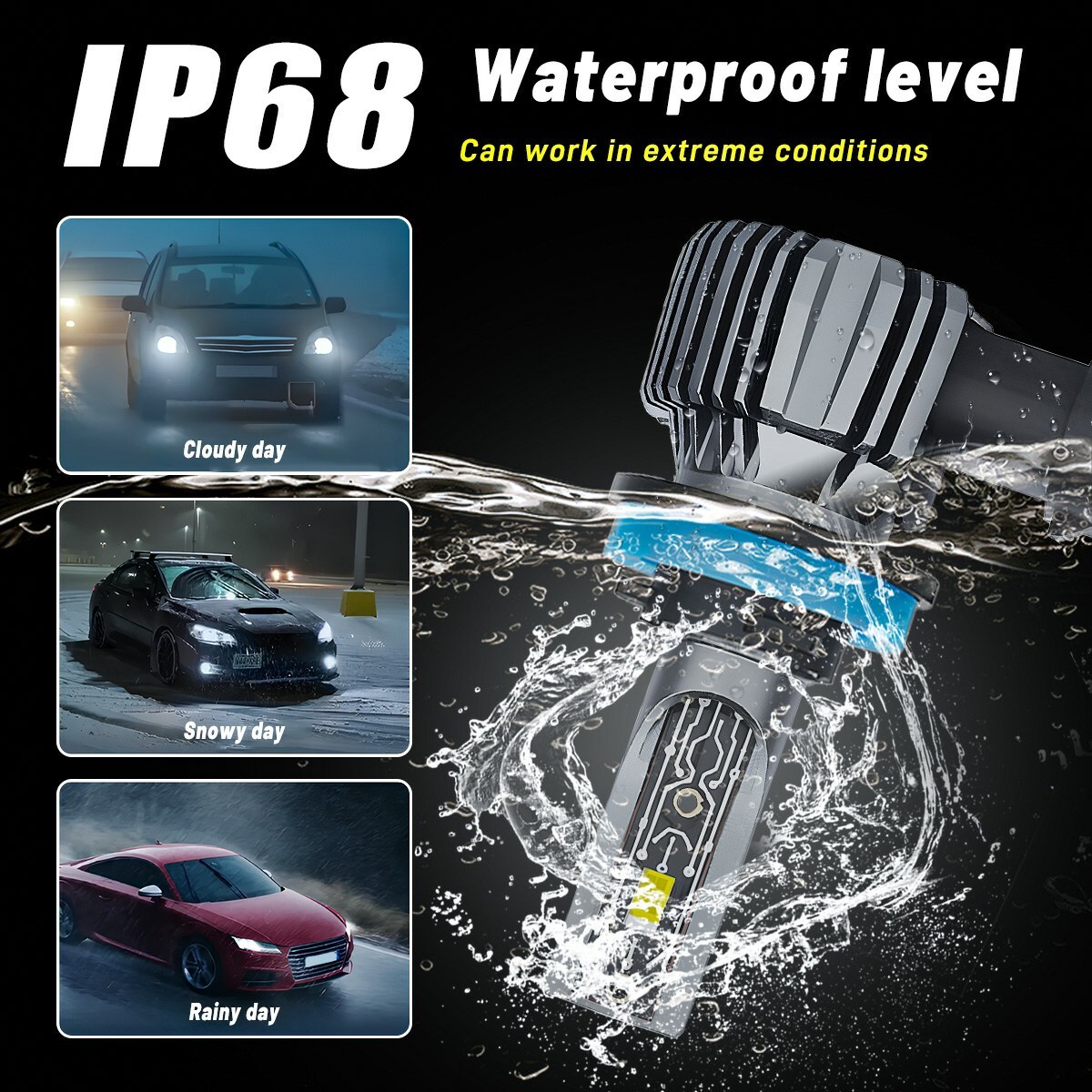 H11/H8/H9 Combo LED Headlight Kit High Low Beam Bulb Super Bright 6500K White