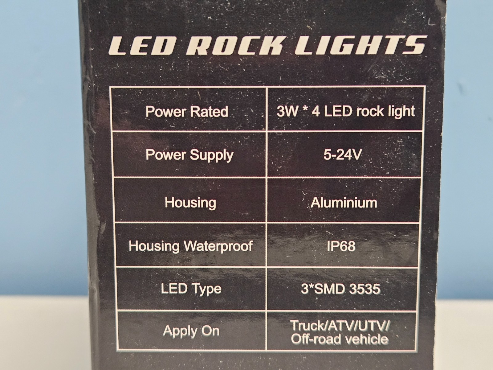 LED Rock Lights, 4 Lights, 5-24V IP68 Waterproof, Red For Off-Road Vehicle – New