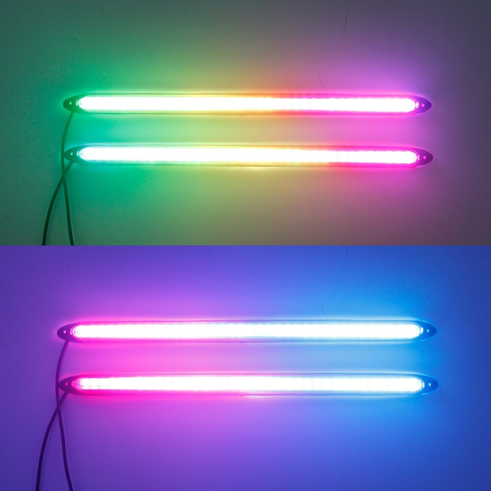 2x 13.6 in Led Light Strip Turn Signal Flowing Amber Light RGB Day Running Light