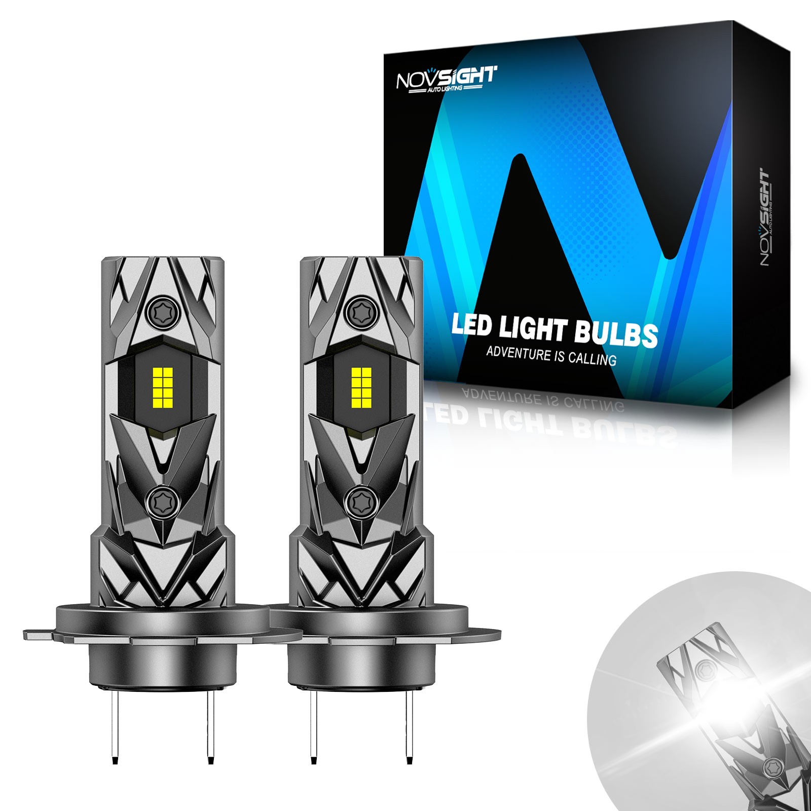 NOVSIGHT 2X H7 CANBUS LED Headlight Bulbs Kit High/Low Beam White Lamps 20000LM