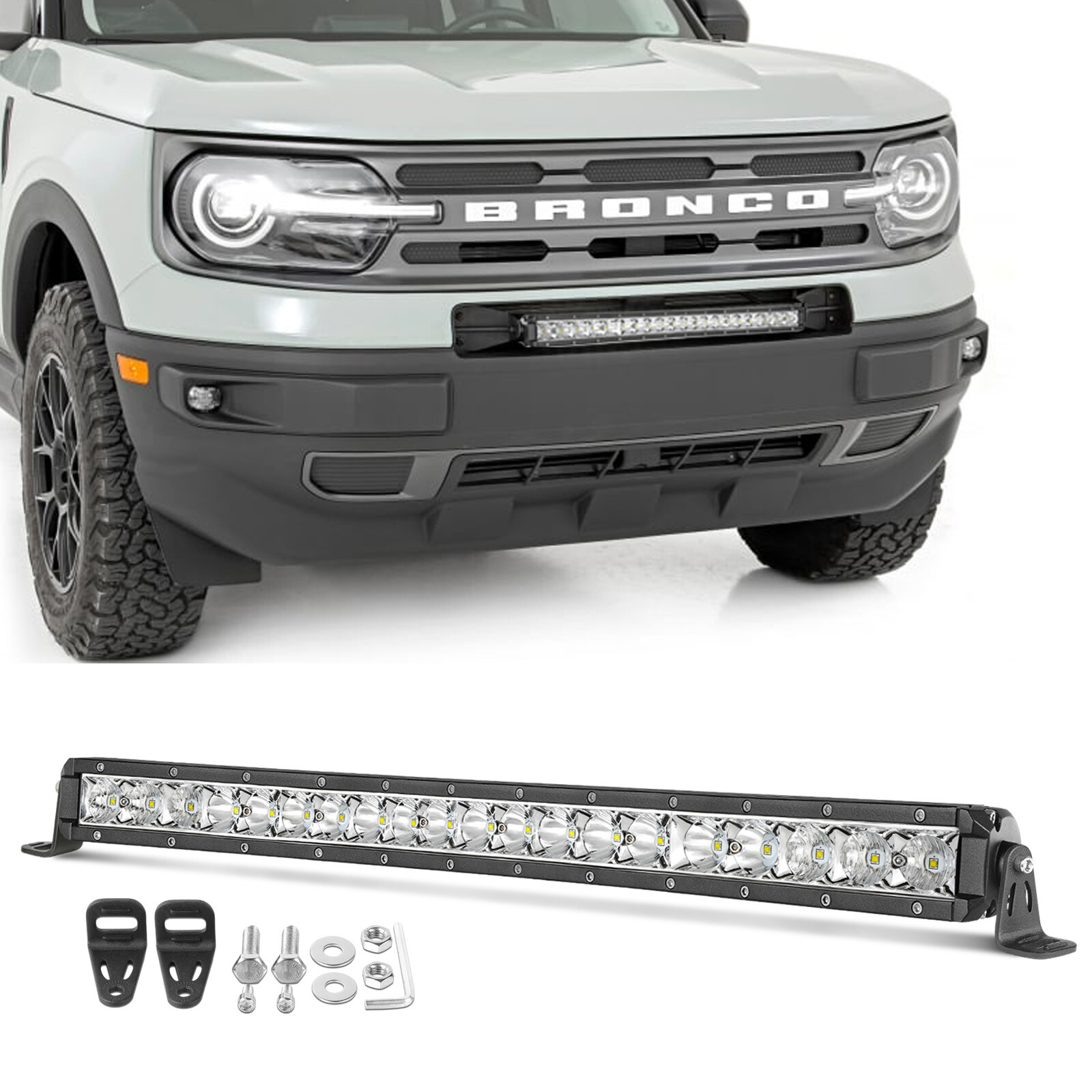 Slim 20″ LED Light Bar Single Row Spot Flood Combo 6500K Driving Offroad SUV 12V