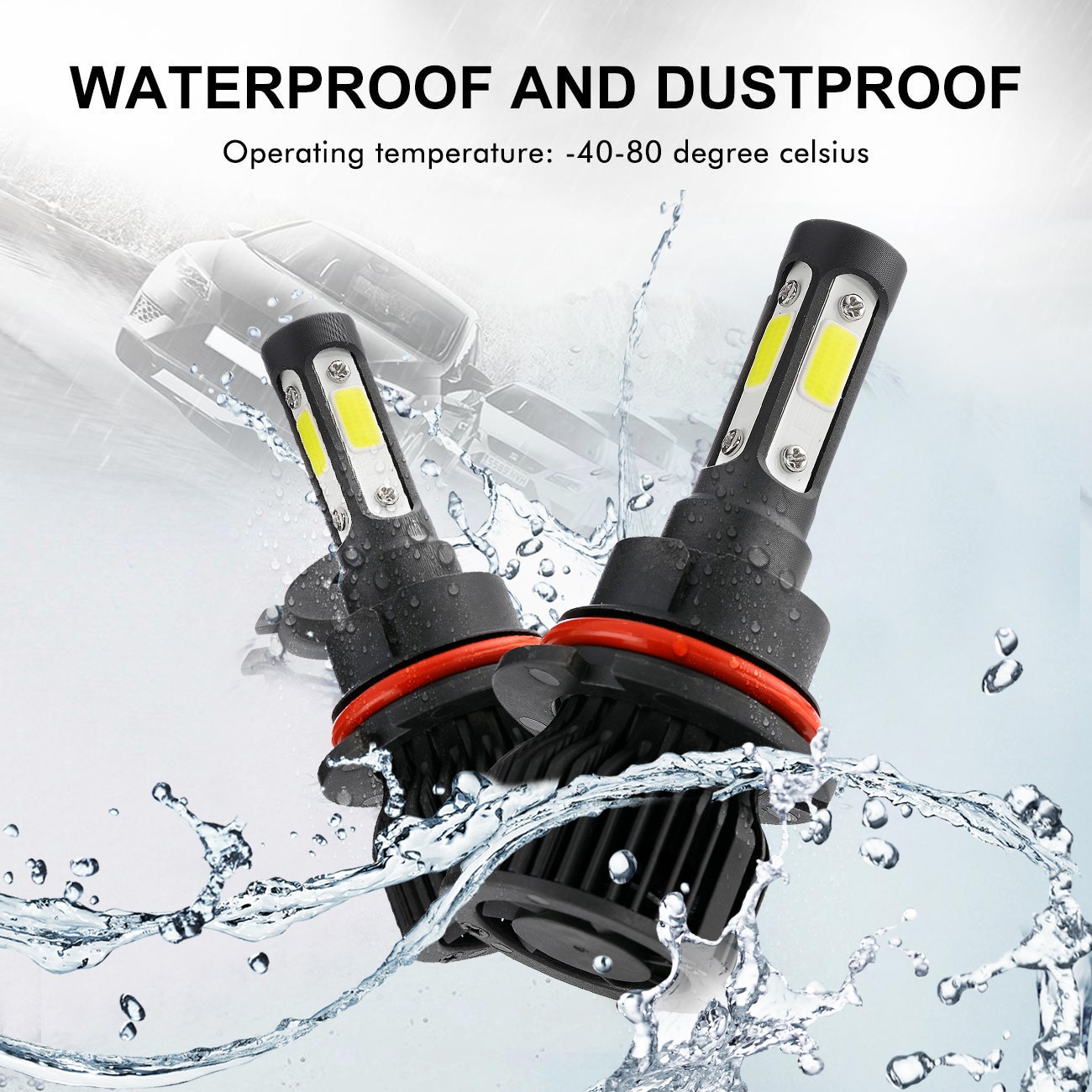4Sides Combo 9007 H11 LED Headlight Comversion Kit High Low Beam Fog Light White