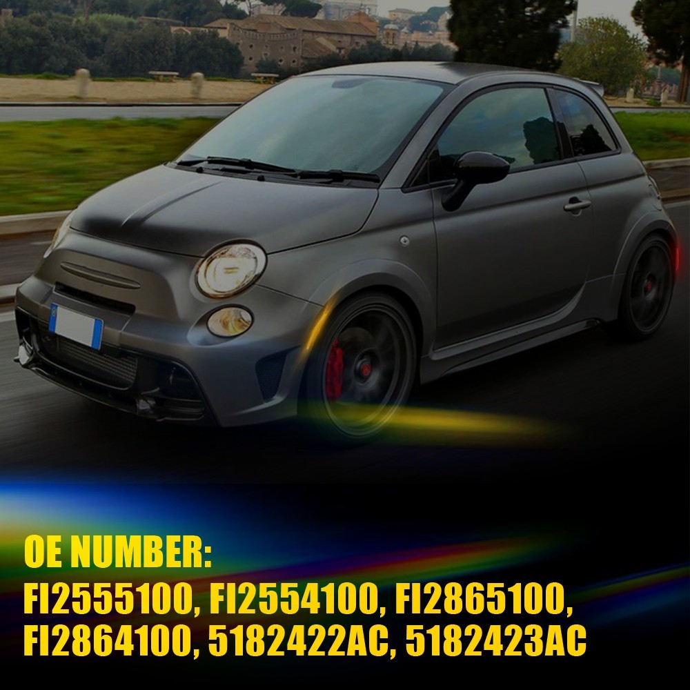 Smoked Front/Rear Wheel Arch Side Marker Lights For 2012-2019 Fiat 500 Amber Red