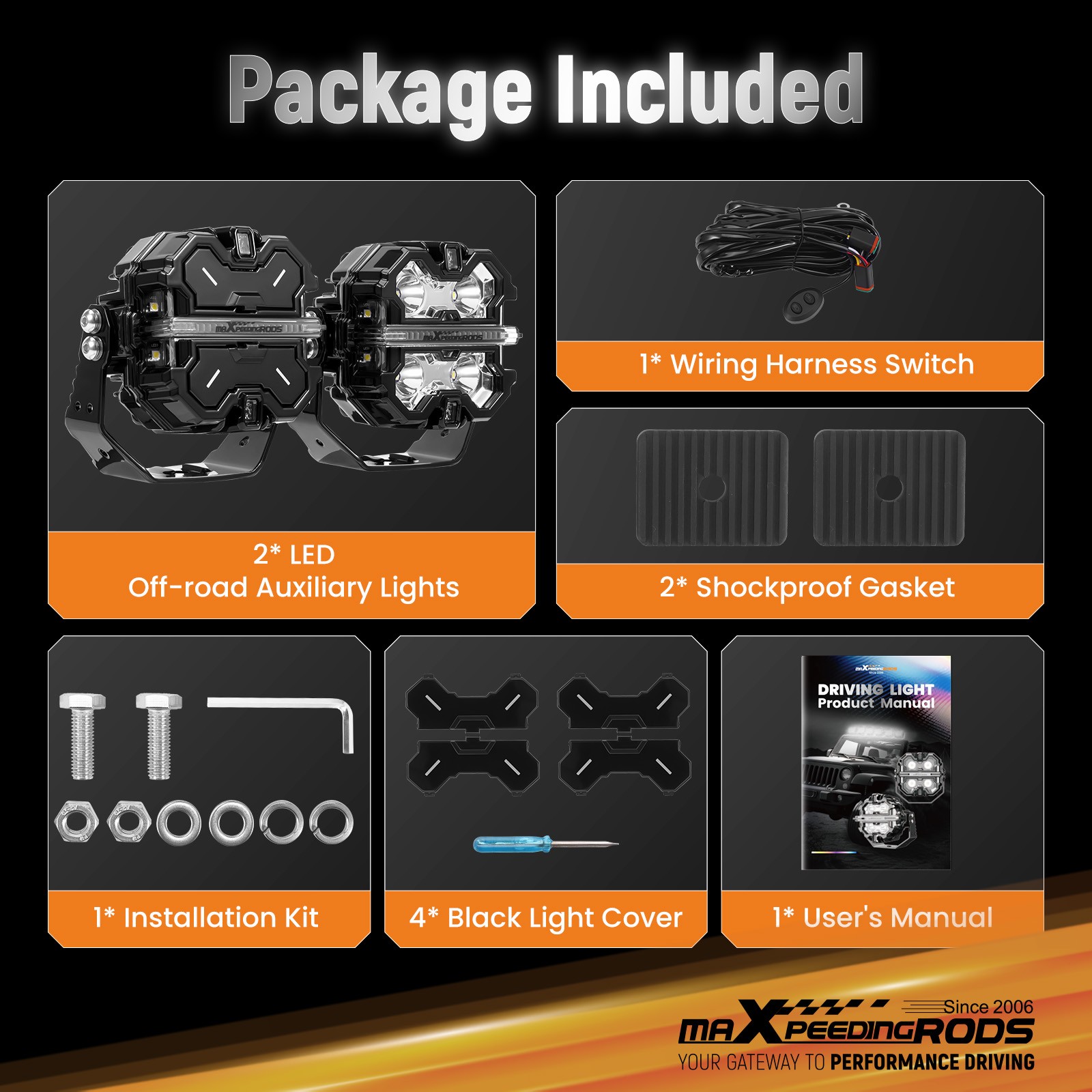 Off Road LED Light Pods 3.5″ Aluminum Housing Spot Beam Side Shooter IP68 160W