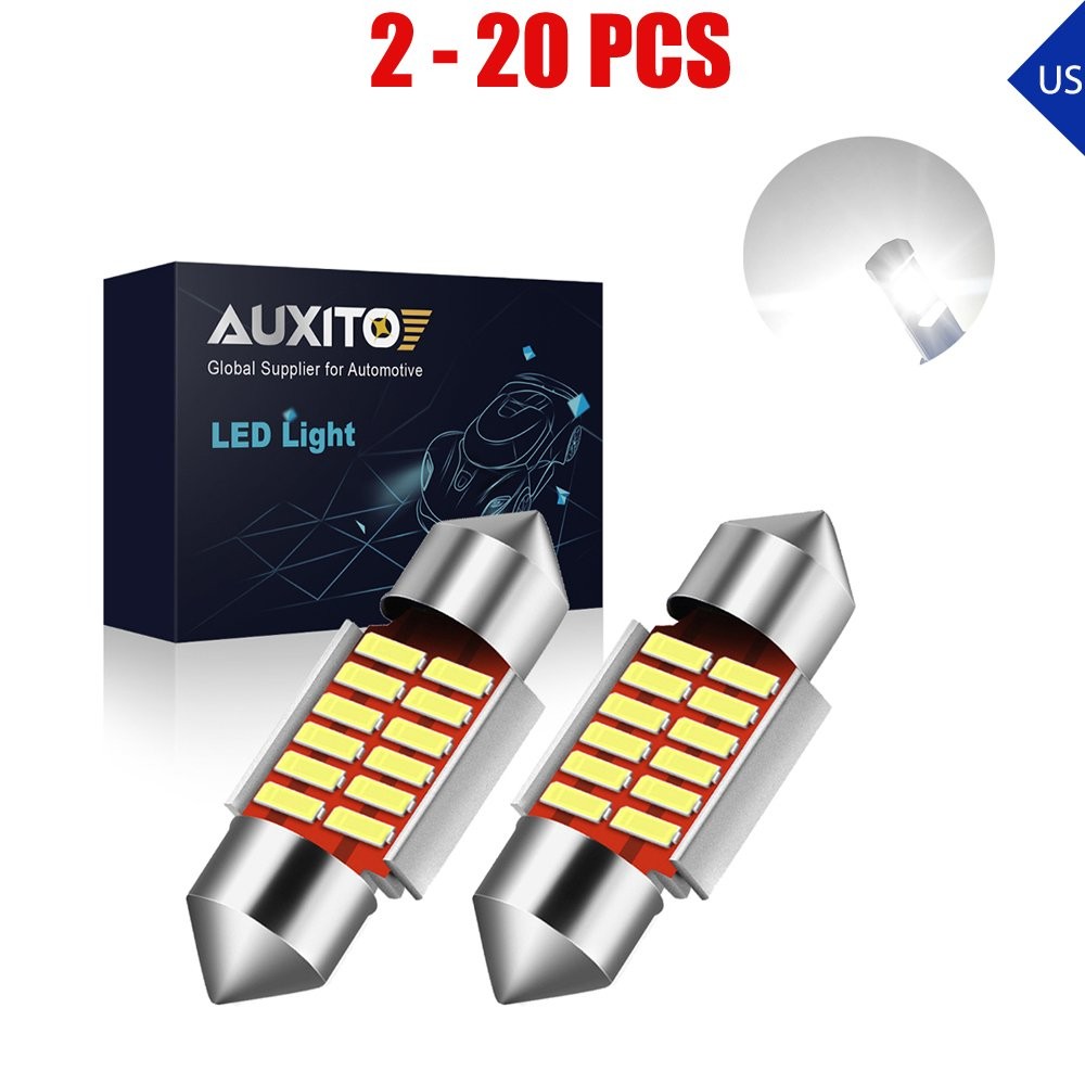 2-20 White LED Dome Map License Plate Door Side Light Bulb 12SMD 4014 Chips 31MM