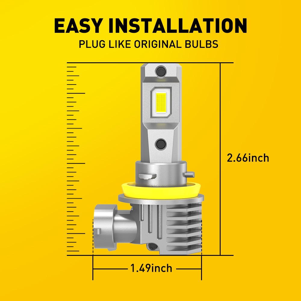 H11 H8 H9 LED Headlight Fog light Kit Low High Beam Bulb 6500K White 360000LM 2x