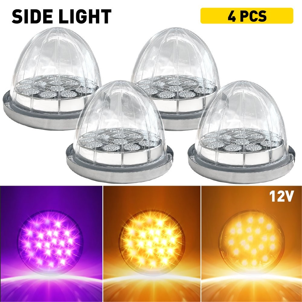 4PC Amber Purple Dual Color LED Watermelon Lights Side Marker Lights 17LEDs EOOH